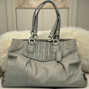 Coach Vintage Ashley Gray Leather Ruched Shoulder Bag #F19425